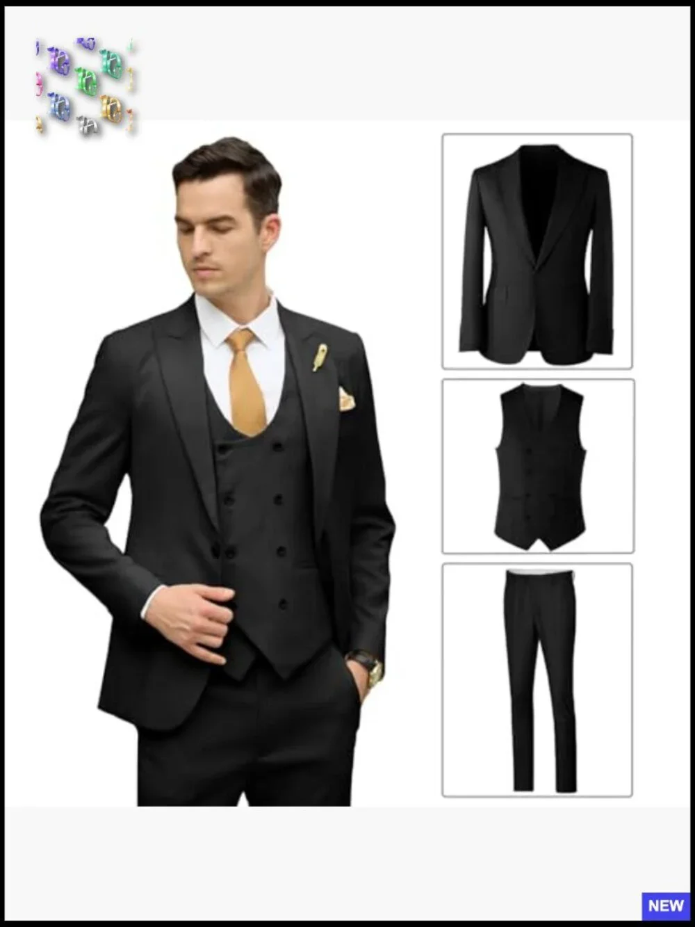 Slim Fit 3 Piece Double Breasted Suit Modern Formal Tuxedo Set Wedding Prom